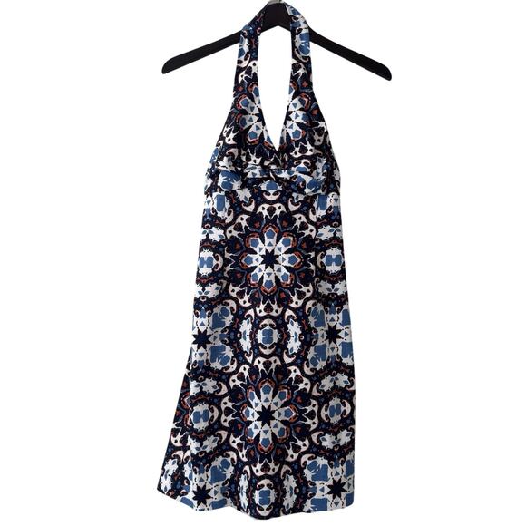 Jones New York Signature Halter Dress Womens 8 Petite Short Stretch Geometric - Picture 1 of 15